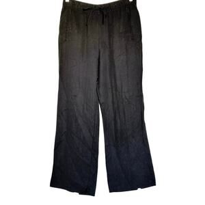 Zara Women’s Wide Leg Pull On Black Pants Back Slits Size L